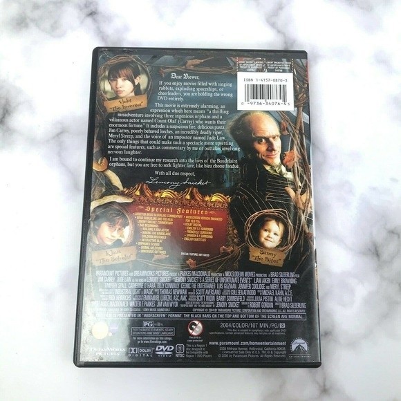A Series of Unfortunate Events Lemony Snickett DVD Widescreen Jim Carrey - Picture 3 of 6